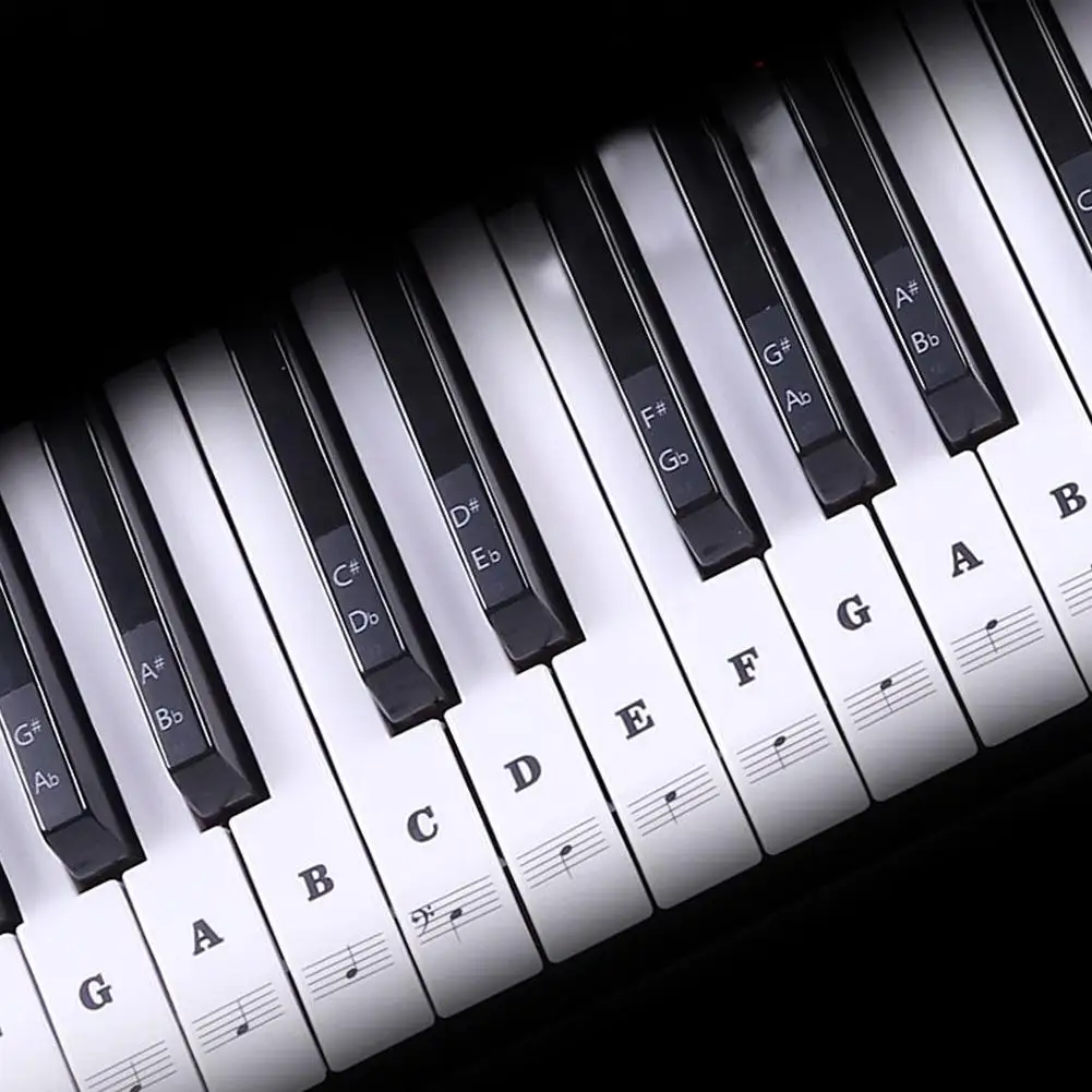 Прозрачная Наклейка на клавиатуру Пианино 88 Клавиш Электронная Наклейка на клавиатуру Пианино Черный Челнок