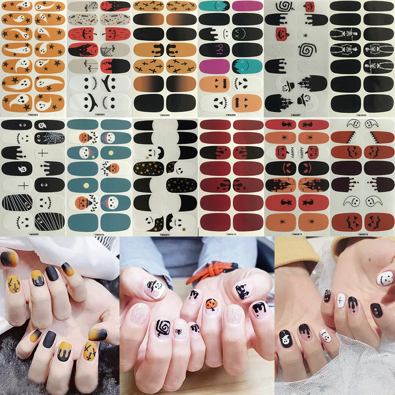 Lamemoria, 12 штук наклеек для ногтей на Хэллоуин, 3D украшения для ногтей, мультяшный дизайн, наклейки для ногтей, Принадлежности для ногтей, Инструменты