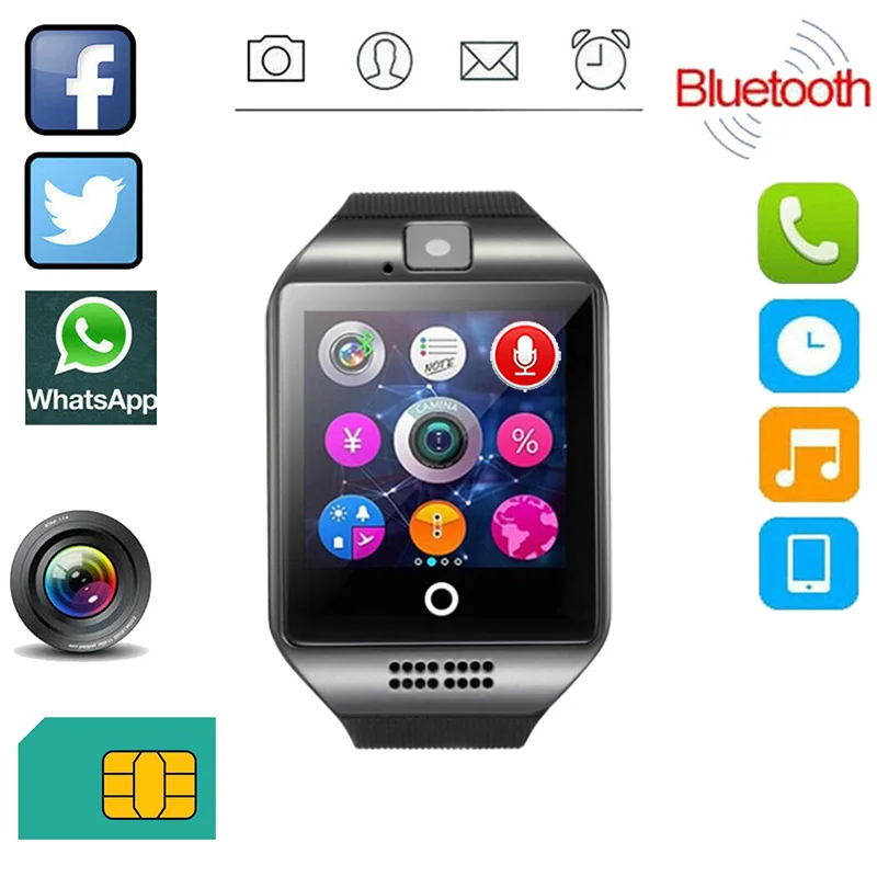2023Touch Screen Smartwatch DZ09 Pro Q18 С Камерой Bluetooth Наручные Часы Браслет SIM-карта Smartwatch Для Телефонов IOS Android