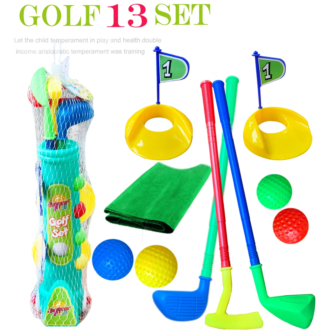 Спортивные игрушки Game Pro. Набор для игры в гольф, 3 удочки и 7 тренировочных комплектов, гольфист с тележкой для детей от 1 до 3 лет, цветной