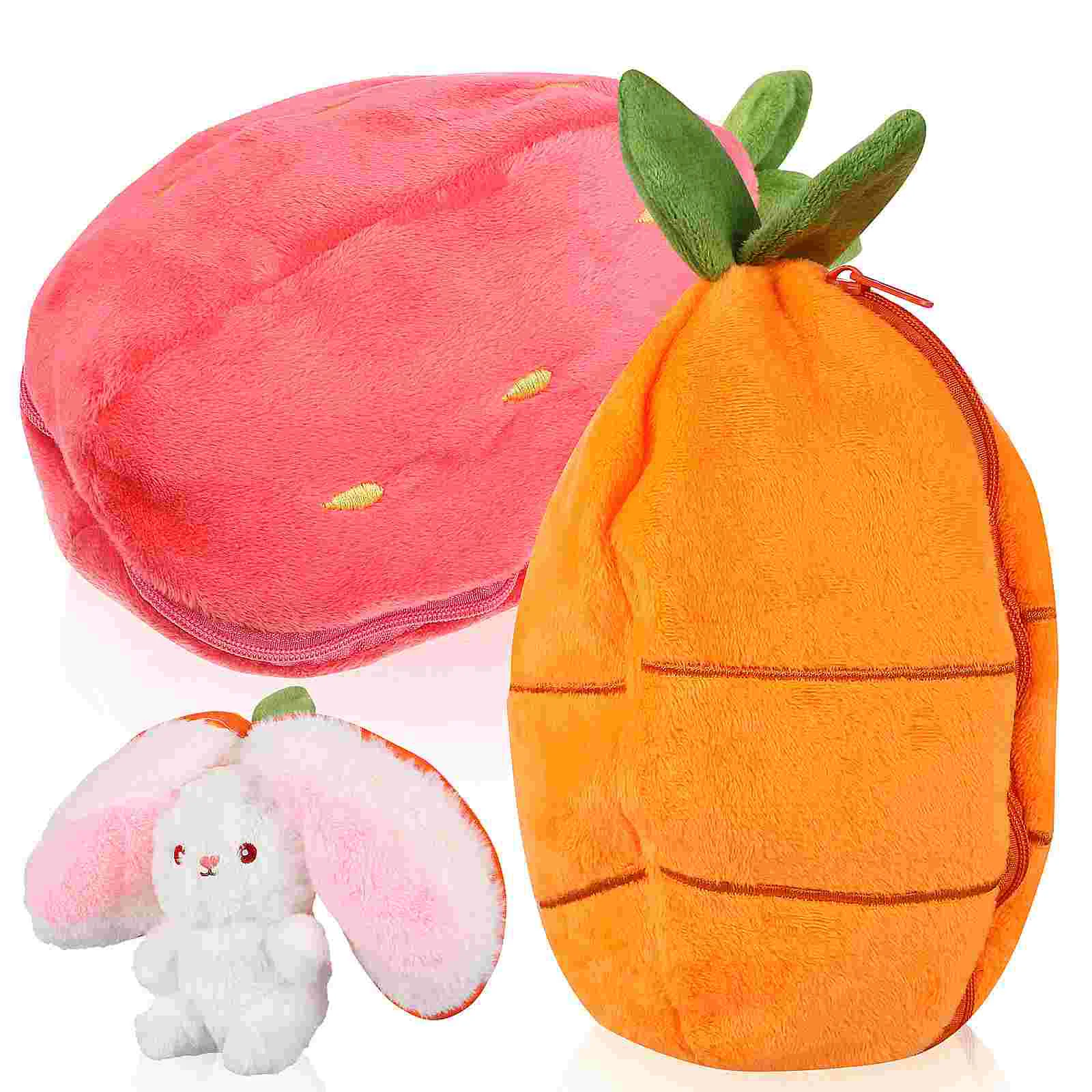 2 шт., мягкие игрушки для животных, Клубнично-морковный кролик, плюшевые игрушки, украшение подушки с застежкой-молнией для подарка на День рождения