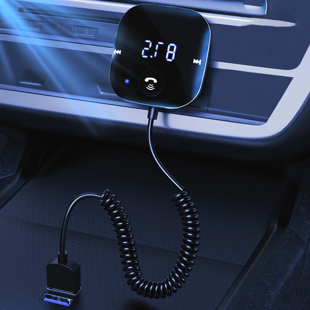 Беспроводной Bluetooth 5.0 Автомобильный аудиопередатчик Bluetooth FM-передатчик AUX Аудиоприемник MP3-плеер Автомобильный комплект Громкой связи для АВТОМОБИЛЯ