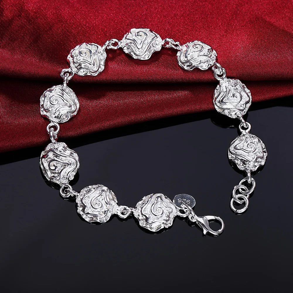 Горячие изысканные браслеты-цепочки из стерлингового серебра 925 пробы с розами для женщин, модные бренды, подарки для вечеринок, свадебные аксессуары, ювелирные изделия