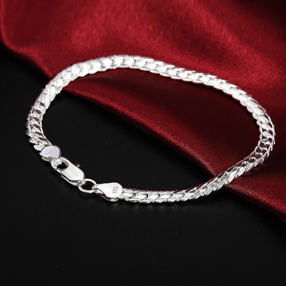 Классические подвески с боковой цепочкой 5 мм, браслеты из стерлингового серебра 925 пробы для мужчин и женщин, Роскошные модные украшения, подарки для свадебной вечеринки