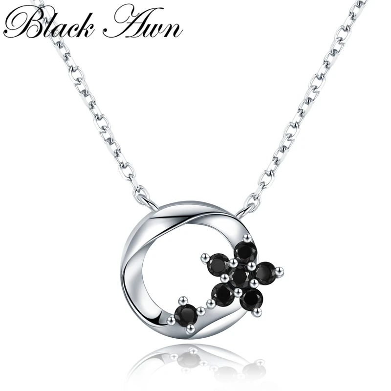 Черная ость, горячая распродажа, ожерелье с цветочным кулоном серебристого цвета, женские ювелирные изделия из стерлингового серебра K036