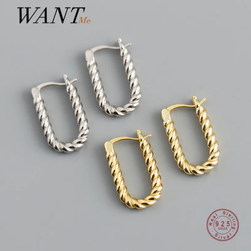 WANTME, стерлинговое серебро 925 пробы, Очаровательные геометрические спиральные серьги-кольца для женщин 2021, маленькие серьги-обнимашки, вечерние украшения