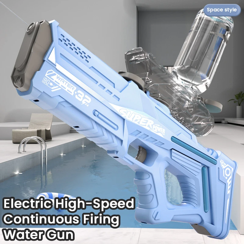 Полностью Электрический Водяной пистолет Игрушка Для игры в бассейне Водные игрушки для взрослых Игры на открытом воздухе Водяной пистолет высокого давления Игрушки для детей Летняя игрушка