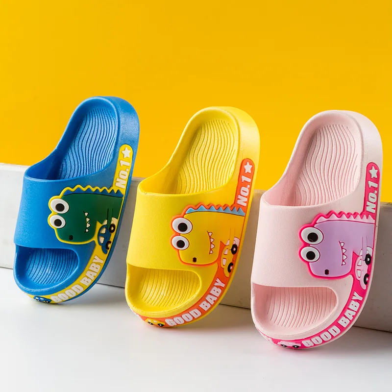Детские Тапочки; Летняя мягкая обувь; Детские тапочки с рисунком крокодила из мультфильма для мальчиков и девочек; нескользящая домашняя обувь для ванной комнаты с открытым носком