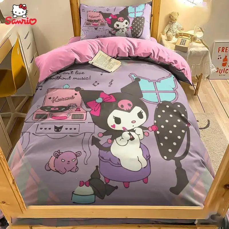 Одеяло Kuromi Cinnamoroll для общежития из 3 предметов с рисунком Аниме 