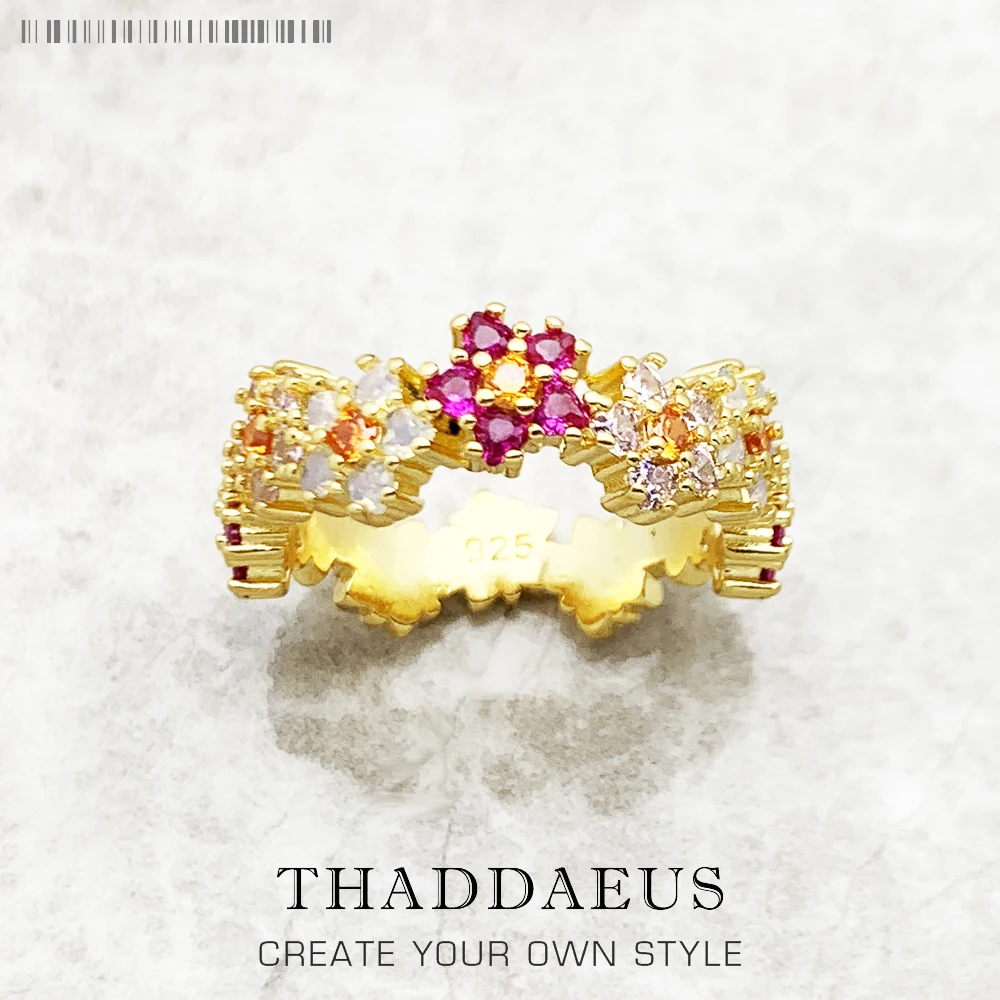 Кольцо с цветами и разноцветными камнями 2023, новый изысканный ювелирный романтический подарок для женщин из стерлингового серебра 925 пробы