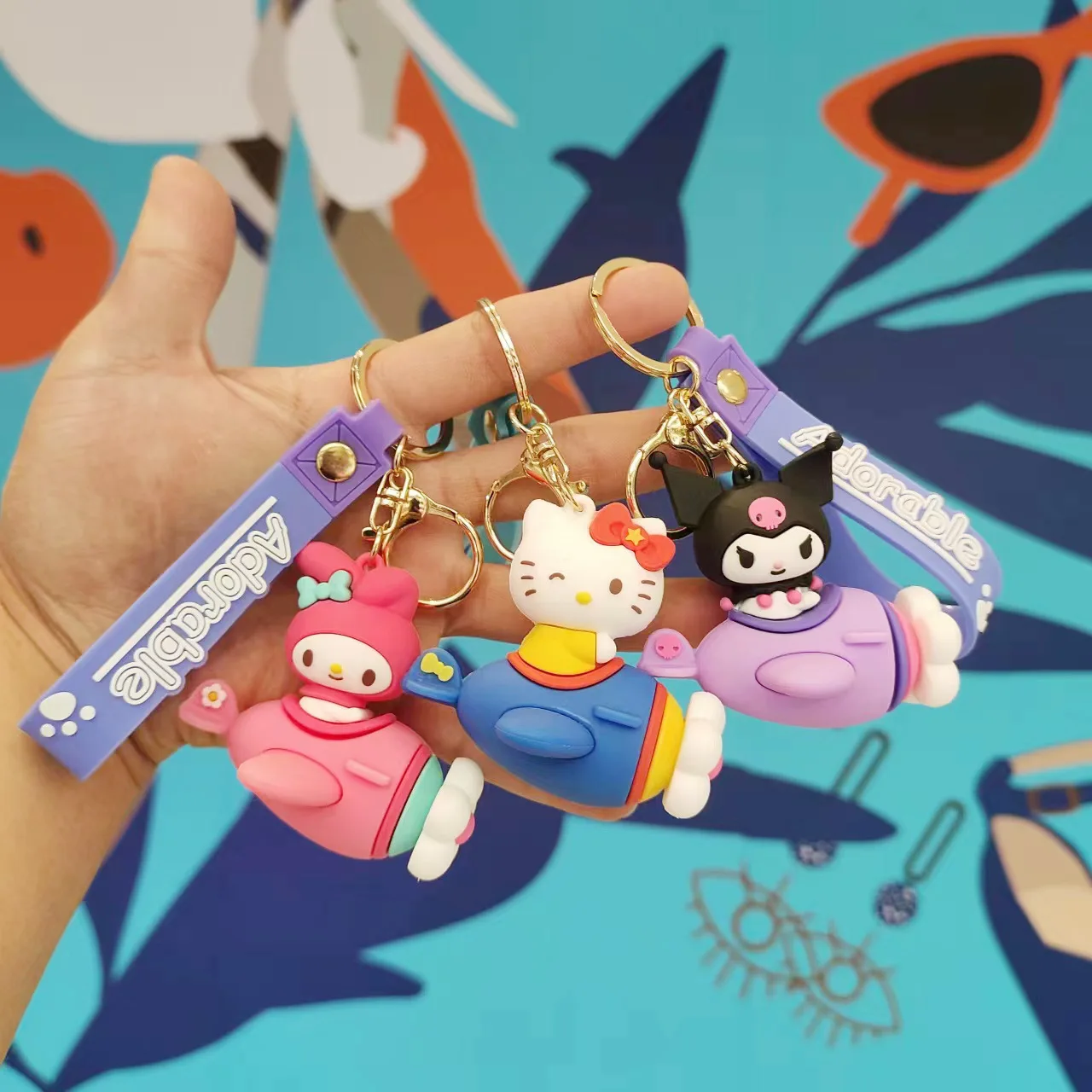 Sanrio Брелок Hello Kitty Kuromi My Melody, Милый Мультяшный брелок, подвеска для сумки, автомобильный брелок, креативная сумка, очаровательные аксессуары