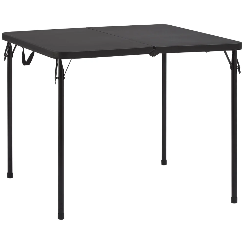 Складной столик из квадратной смолы 34 дюйма, насыщенного черного цвета