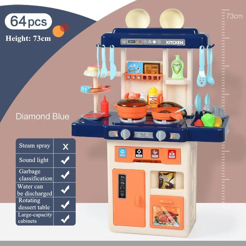 73 см Большой детский игровой дом Кухонная игрушка Детское моделирование Спрей Кухонный стол Для приготовления пищи Мини-набор продуктов Игрушки подарки для девочек