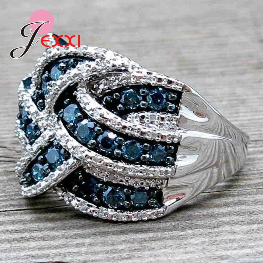 Кольца на палец с натуральным синим кубическим Цирконием, кольцо из стерлингового серебра 925 пробы, Блестящее Роскошное женское праздничное кольцо, ювелирные изделия