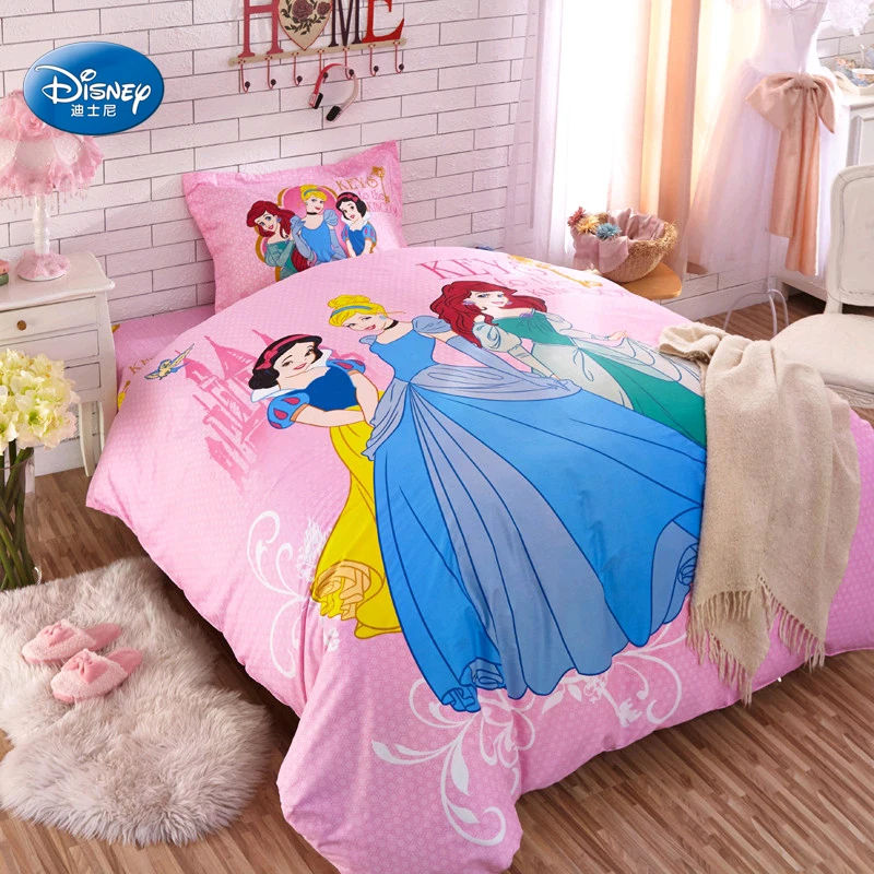 Постельное белье с рисунком трех принцесс Диснея для девочек, украшение спальни, Пододеяльник, Наволочка, Простыня, домашний Текстиль