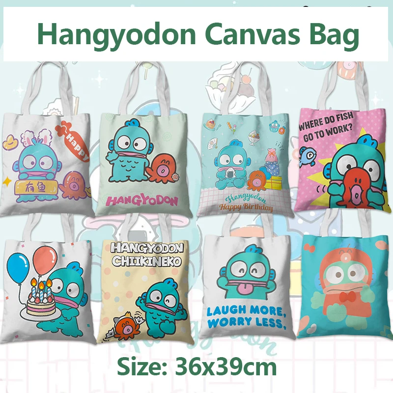 Sanrio сумка Hangyodon Kawaii аниме мультфильм студенческая уличная милая сумка для покупок с принтом, косметические игрушки, подарки для девочек