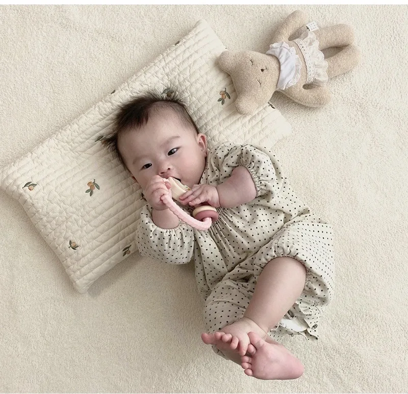 2738A Детские подушки, Корейская мода, двусторонняя подушка для новорожденных, хлопковая вышивка, дышащая подушка, машинная стирка, плоская подушка
