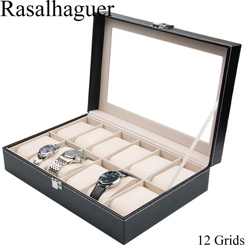 Роскошная коробка для часов из искусственной кожи с 12 сетками, модный стиль для удобного хранения в путешествиях, чехлы для коллекционирования ювелирных изделий, коробка-органайзер