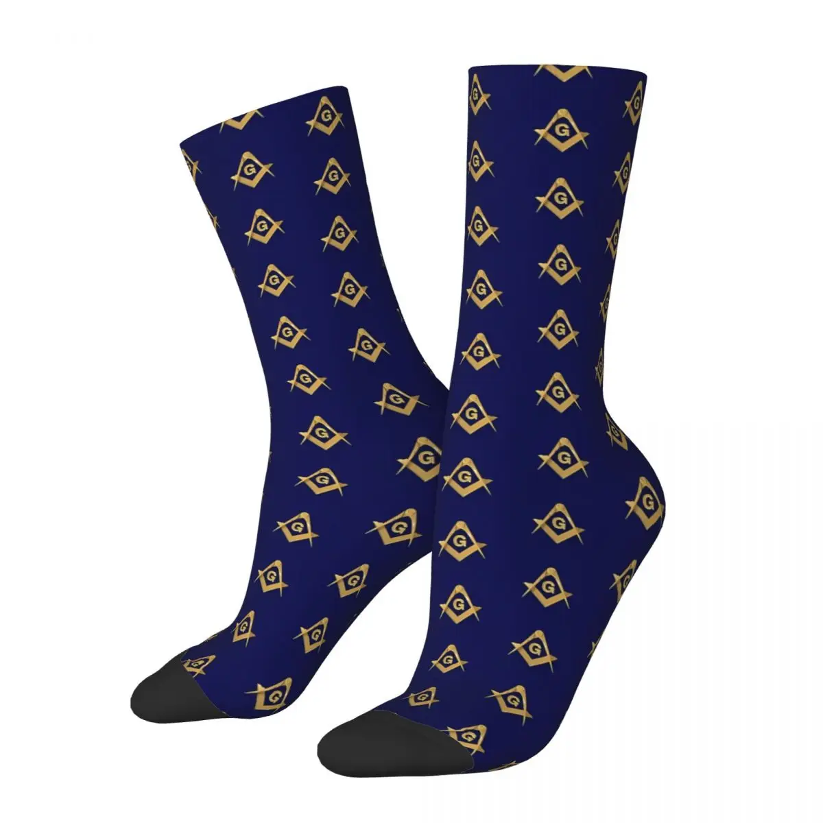 Золотисто-синий квадрат и компас, масонские носки для масонов, носки до середины икры для мальчиков и девочек с 3D принтом, Тренажерный зал, носки до середины икры для девочек