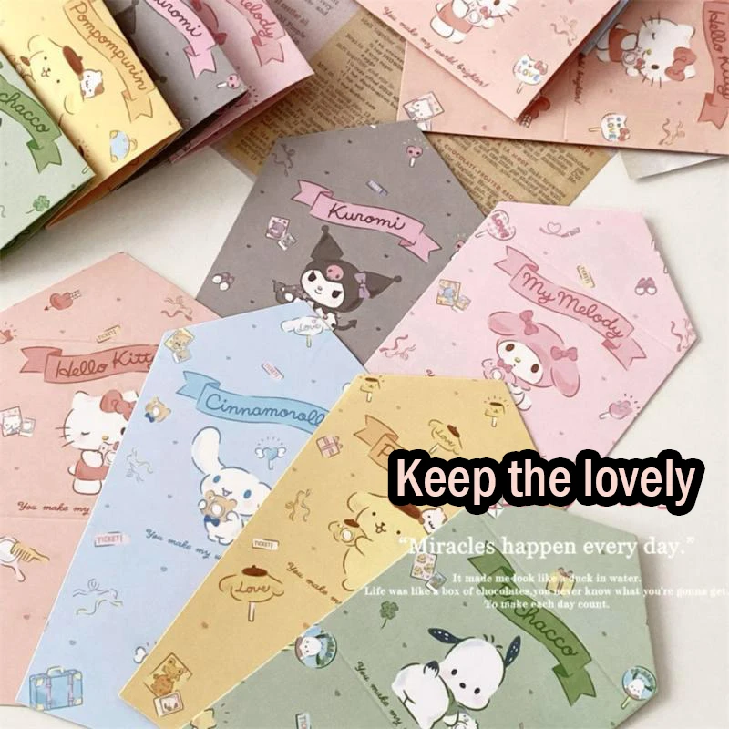 3-Кратные Поздравительные открытки серии Kawaii Sanrio Kuromi Mymelody Hellokitty Cute Отправляйте Друзьям, Отправляйте Подругам Подарки, Открытки На День рождения