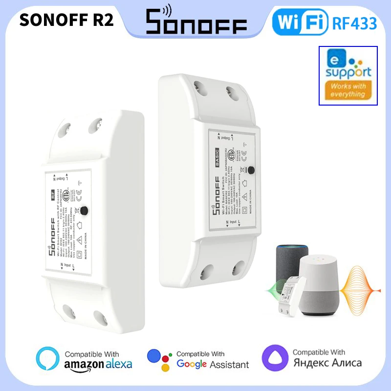 SONOFF RFR2/BasicR2 10A WiFi/RF433MHZ Smart Switch Модули Умного Дома eWeLink APP Дистанционное Голосовое Управление С Google Home Alexa