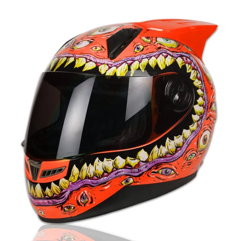Бесплатная Доставка Мотоциклетный шлем с рогами, шлем оранжевого цвета, Внедорожный Профессиональный Шлем для мотокросса, ралли, быстрый