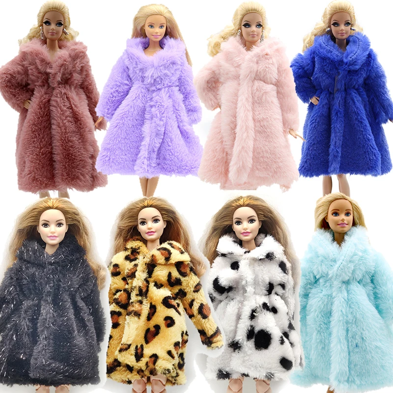Имитация 29 см Кукольная одежда Шерстяное меховое пальто для куклы Барби Аксессуары Платье ручной работы для девочек Игрушки для детей 1/6 Одежда для кукол