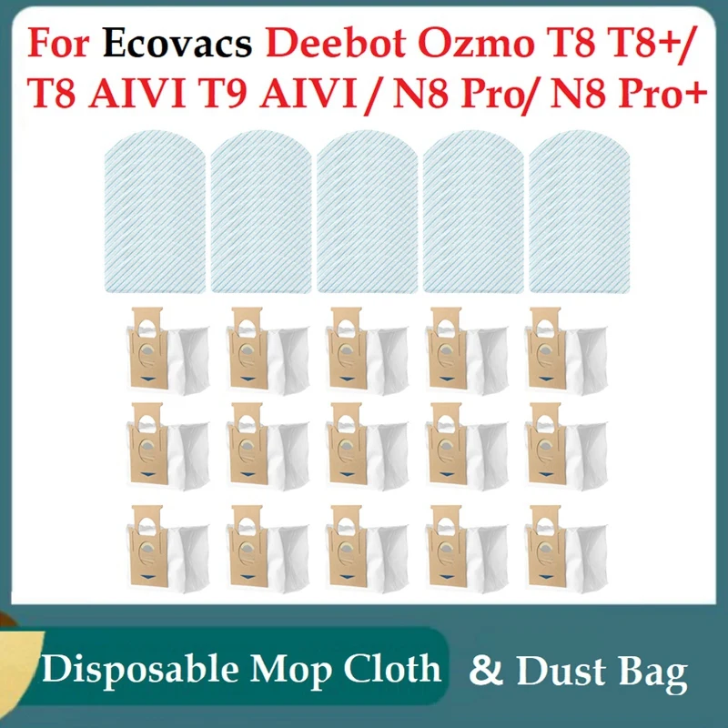 65 Шт. Для Ecovacs Deebot Ozmo T8 T8 +/T8 AIVI T9 AIVI/N8 Pro/N8 Pro + Робот-Пылесос Для Замены Одноразовой Швабры Тканевый мешок для пыли