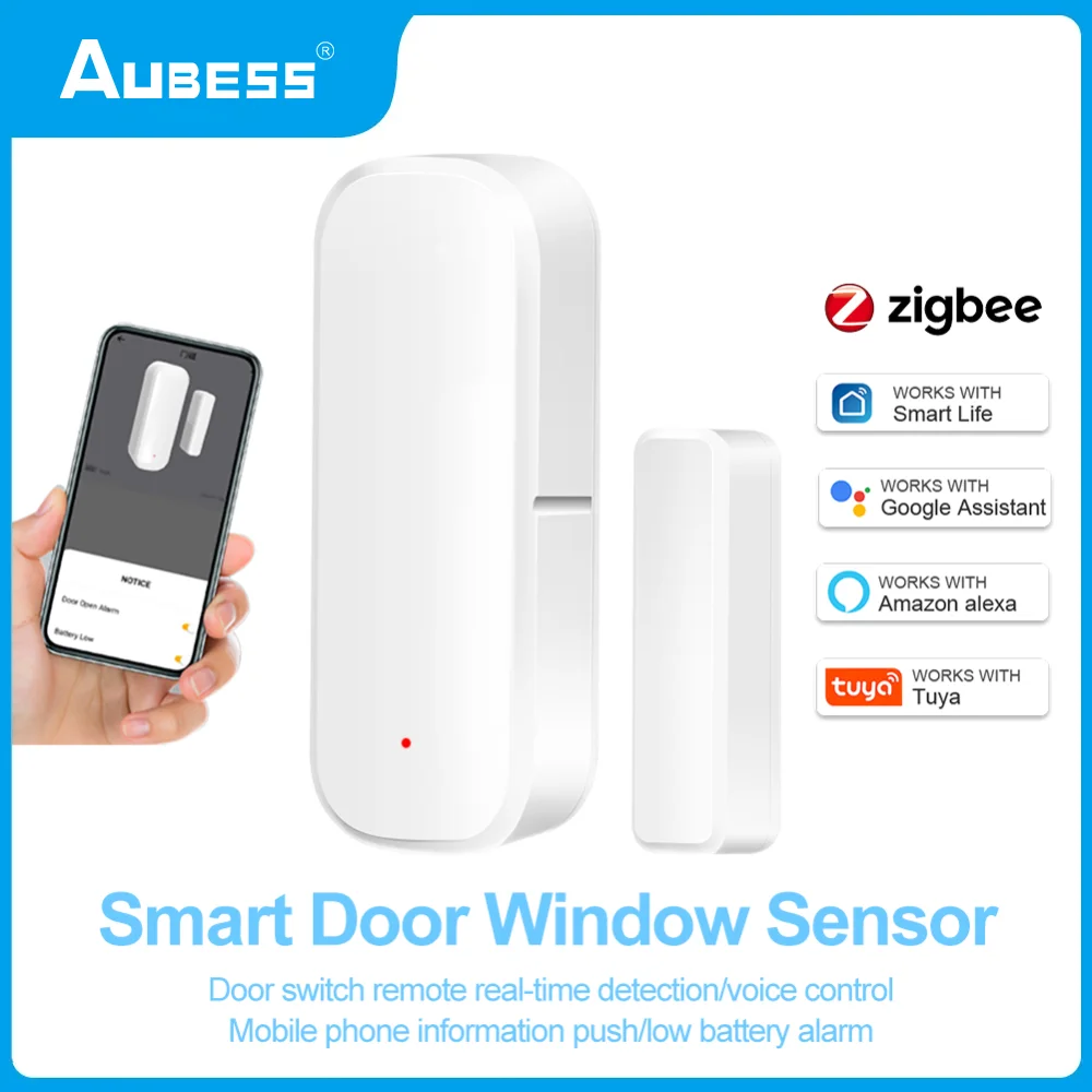 Требуется Датчик двери, окна Zigbee для приложения Tuya Open Entry Smart Security Alarms, Совместимый с Alexa Google Home Hub