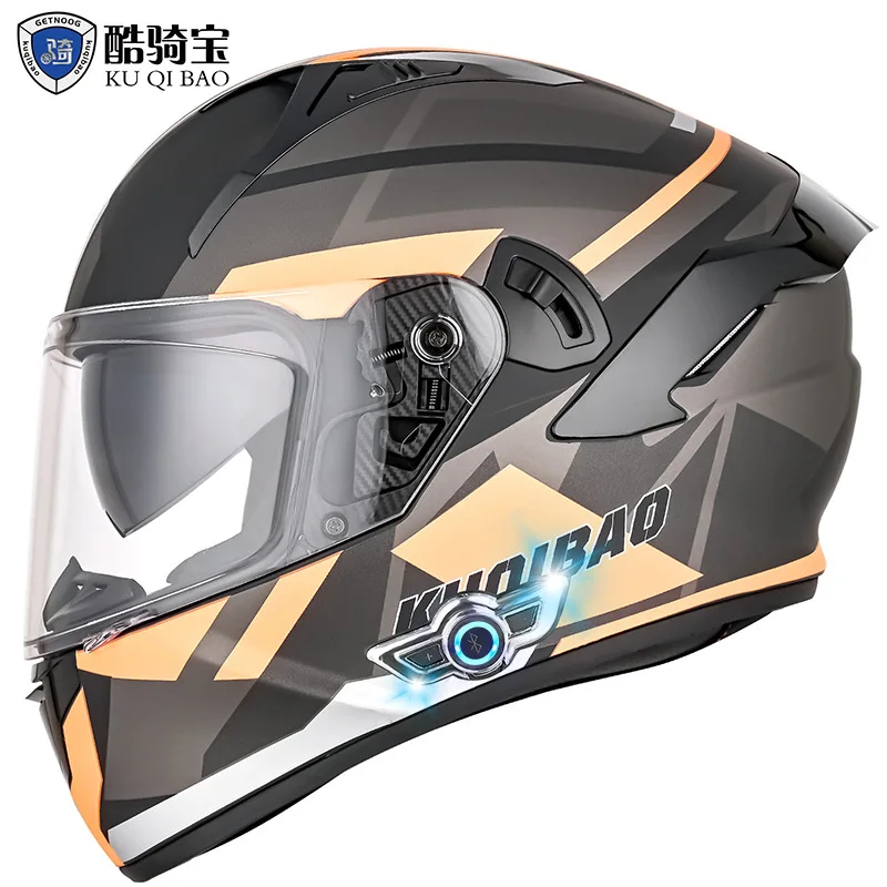 Мотоциклетный Bluetooth-шлем, электрический мотоциклетный полнолицевой шлем с защитой от запотевания, двойная линзовая головка, длительный срок службы батареи 3000 мАч
