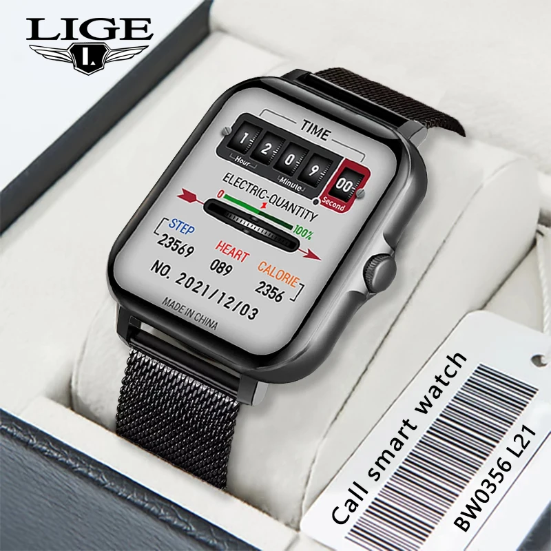 LIGE 2022 Новые Смарт-часы Для Мужчин, Монитор сердечного ритма в режиме реального Времени, IP67, Водонепроницаемый Bluetooth-вызов, Женские Умные Часы Для Xiaomi Huawei + Коробка