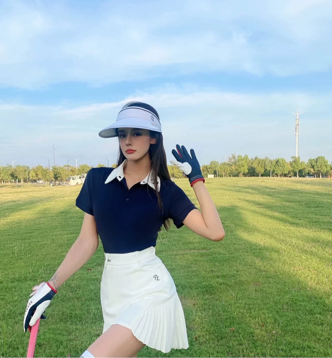 Женская летняя одежда для гольфа 2023, быстросохнущий дышащий эластичный облегающий женский топ для гольфа с короткими рукавами