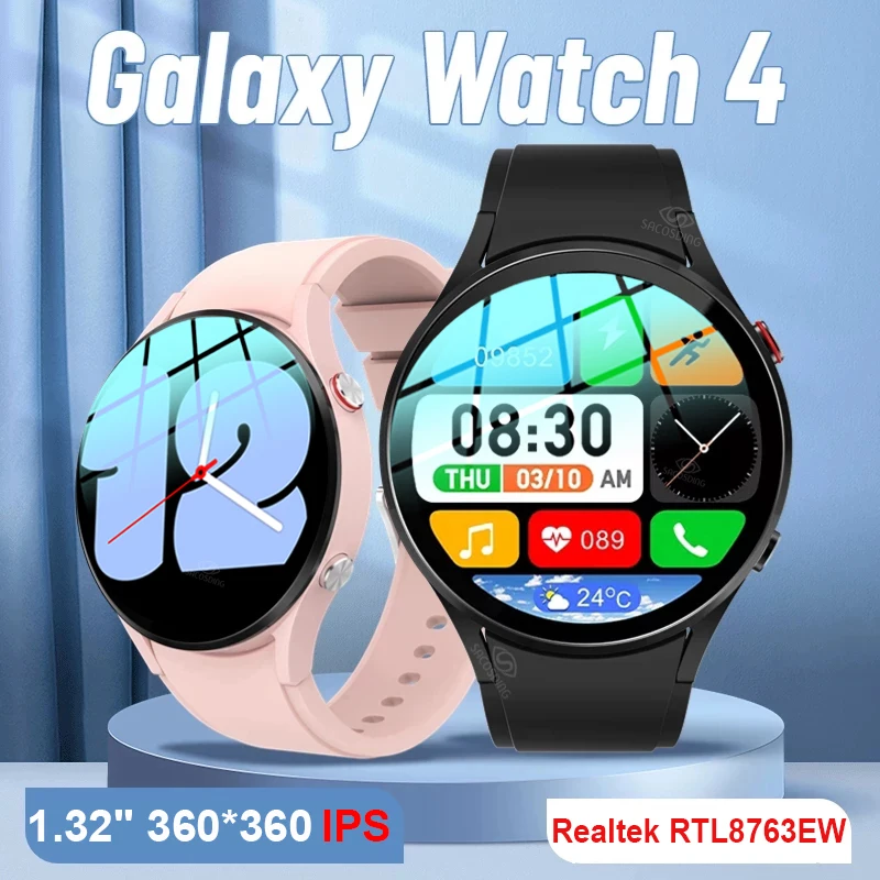 Умные часы Мужские IPS дисплей Голосовой вызов Монитор здоровья Спортивные режимы Водонепроницаемые умные часы для Samsung Galaxy Watch 4