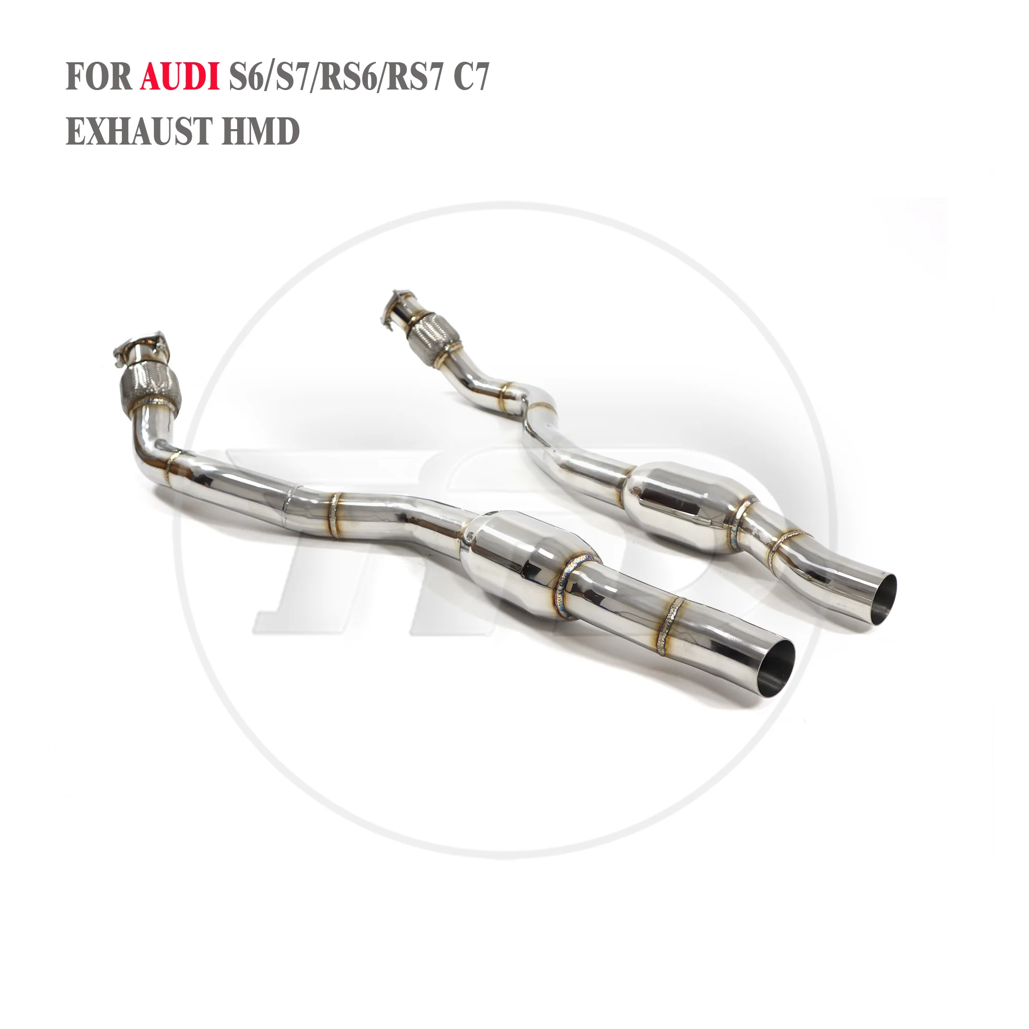 Вторая труба выхлопной системы HMD для Audi S6 S7 RS6 RS7 C7 4,0T 2013-2018 Передняя труба с резонатором