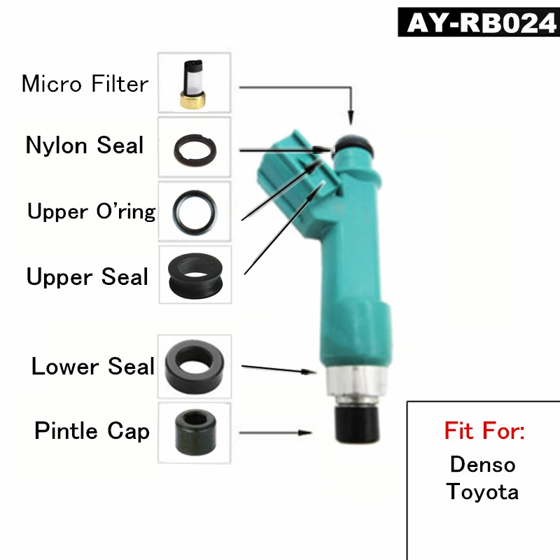 Бесплатная доставка 40 комплектов комплектов для ремонта топливных форсунок для 23250-28080 23250-0H030 23250-0H060 подходит для Toyota Corolla Camry 2.4L (AY-RB024)