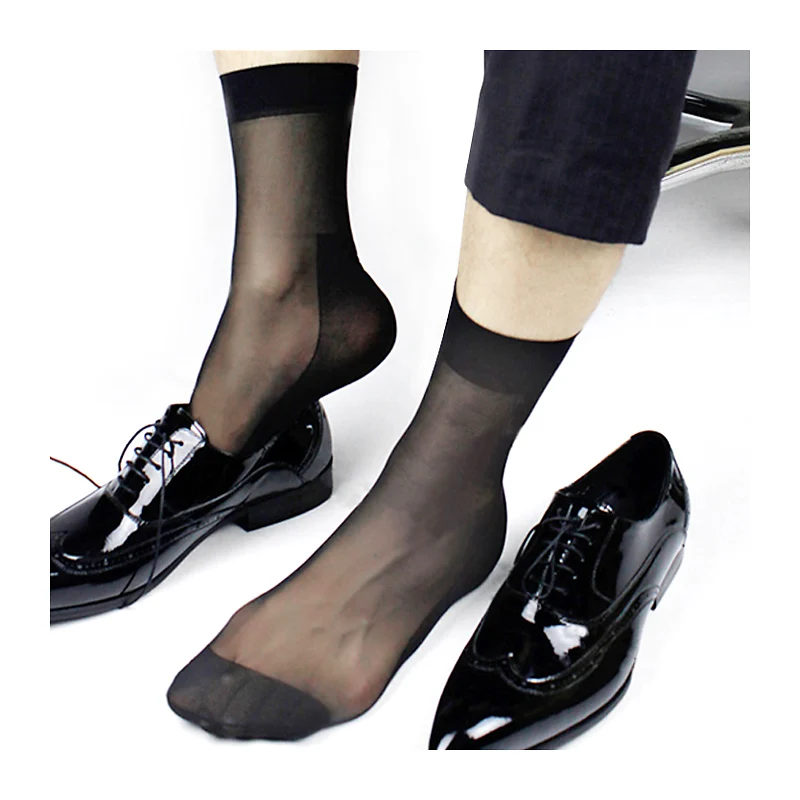 Высококачественные новые мужские носки из прозрачного шелка, прозрачные сексуальные носки для геев, фетиш-платье, костюм, вечерние носки, Бесплатная доставка
