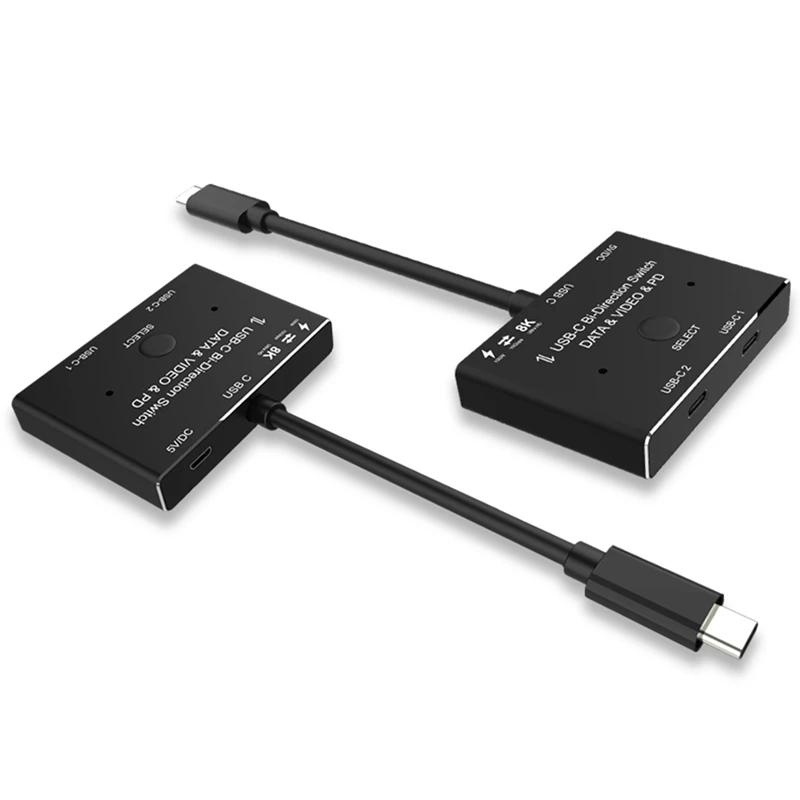 KVM USB C Двухсторонний переключатель 1X2 /2X1 USB 3,1 Разветвитель Данных Видео Коммутатор 8K @ 30Hz PD 100W Для монитора ПК Мобильного телефона