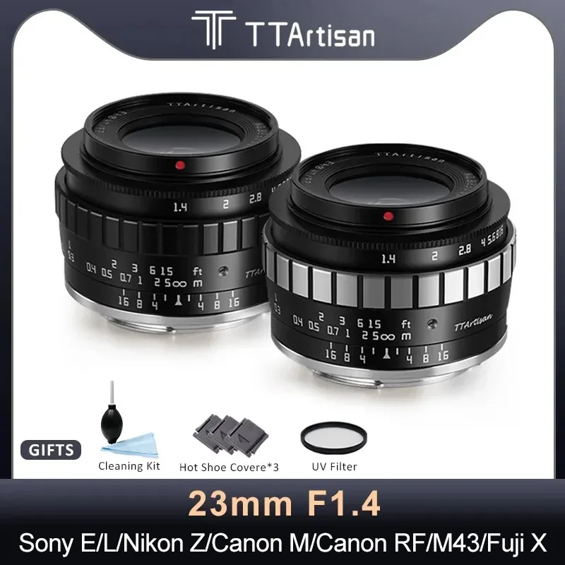TTArtisan 23 мм f1.4 Объектив камеры с ручной фокусировкой Для Canon M M50 Sony E A6600 Nikon Z Z6 Fujifilm FX XT20 Canon RF R6 M43 Leica L