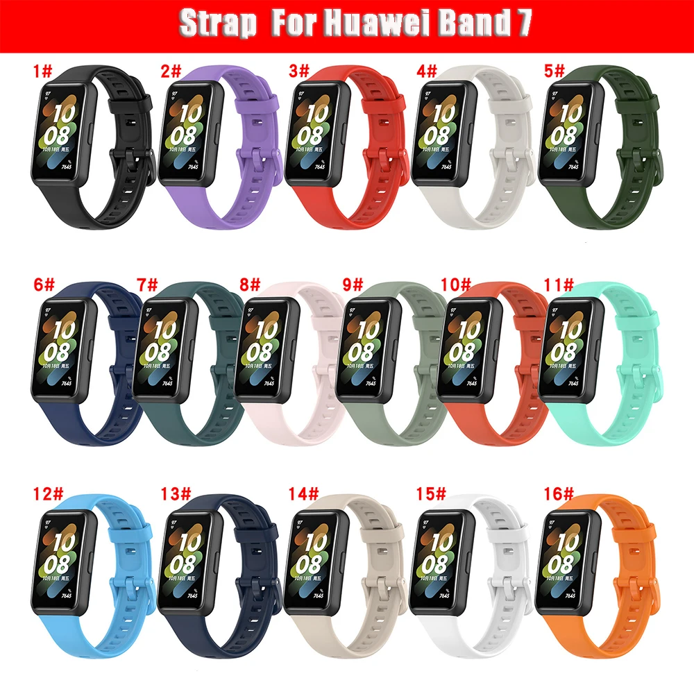 Силиконовый ремешок для смарт-часов Huawei Band 7, сменный браслет, мягкий спортивный браслет из ТПУ для часов Huawei Band7, аксессуары для часов