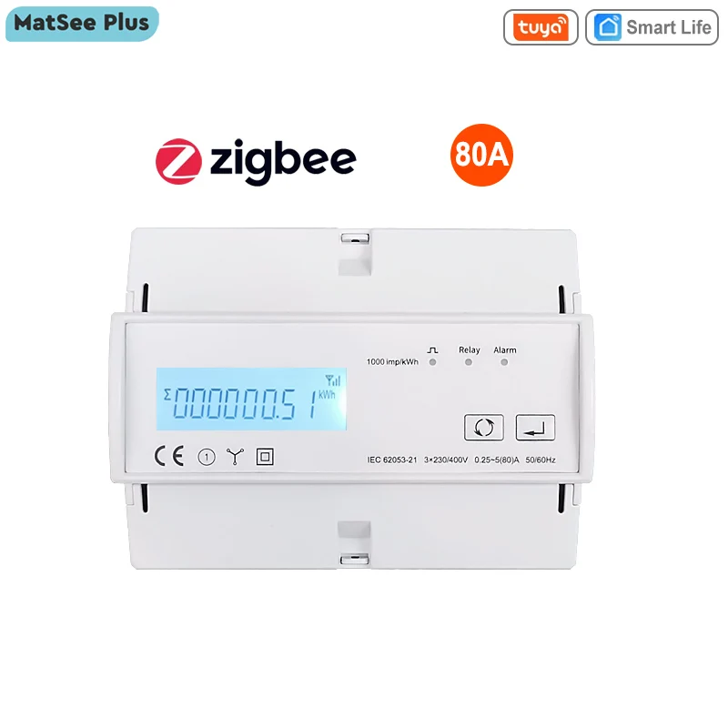 Tuya ZigBee 3-Фазный Двунаправленный Многотарифный счетчик энергии App monitor Поддержка питания Modbus RTU 3*110/190 В 230/400VAC 50/60 Гц