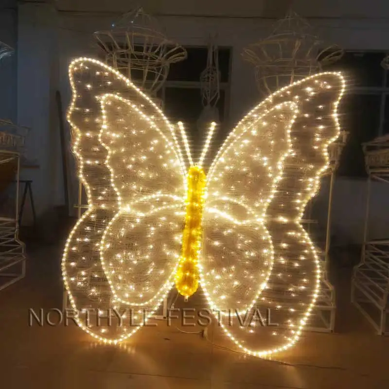 3D скульптура бабочки сказочные огни украшение сада на открытом воздухе Рождественские животные с подсветкой в виде бабочек