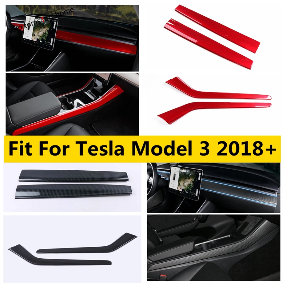 Панель центрального управления, панель переключения передач, полоса, рамка, Декоративная накладка Для Tesla Model 3, Аксессуары из углеродного волокна 2018-2021