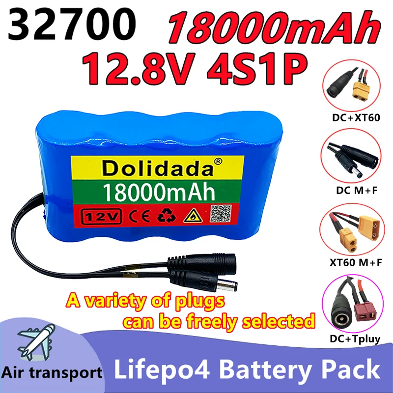 Batterie lifepo4 4S1P 32700 12.8v, 18ah, avec bms 40a équilibré, pour bateau électrique et alimentation 12v ininterrompue